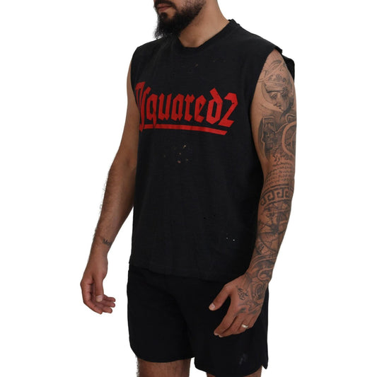 Dsquared² Black Cotton Sleeveless Crewneck Tank T-shirt Dsquared²