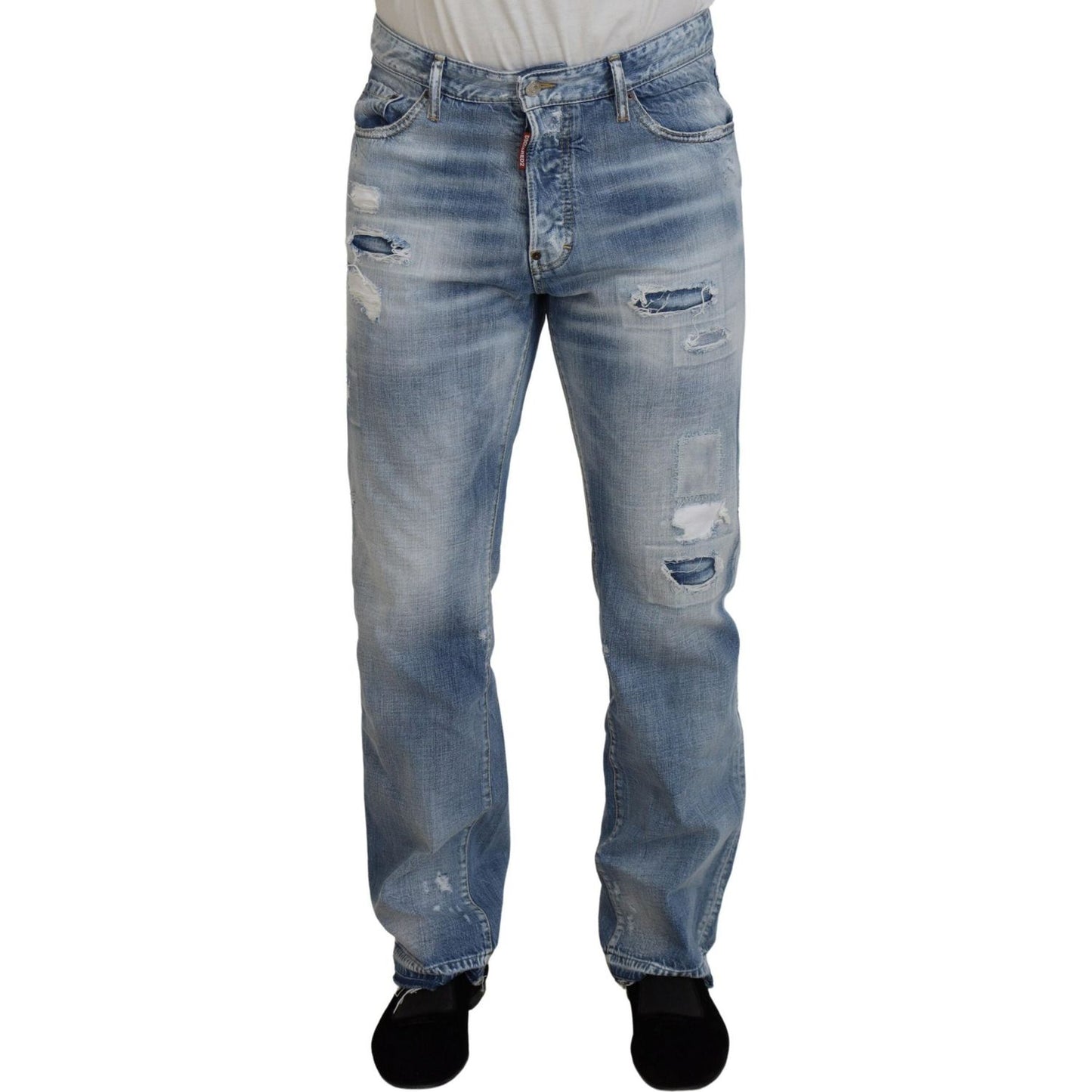 Dsquared² Blue Washed Straight Fit Men Casual Denim Jeans Dsquared²