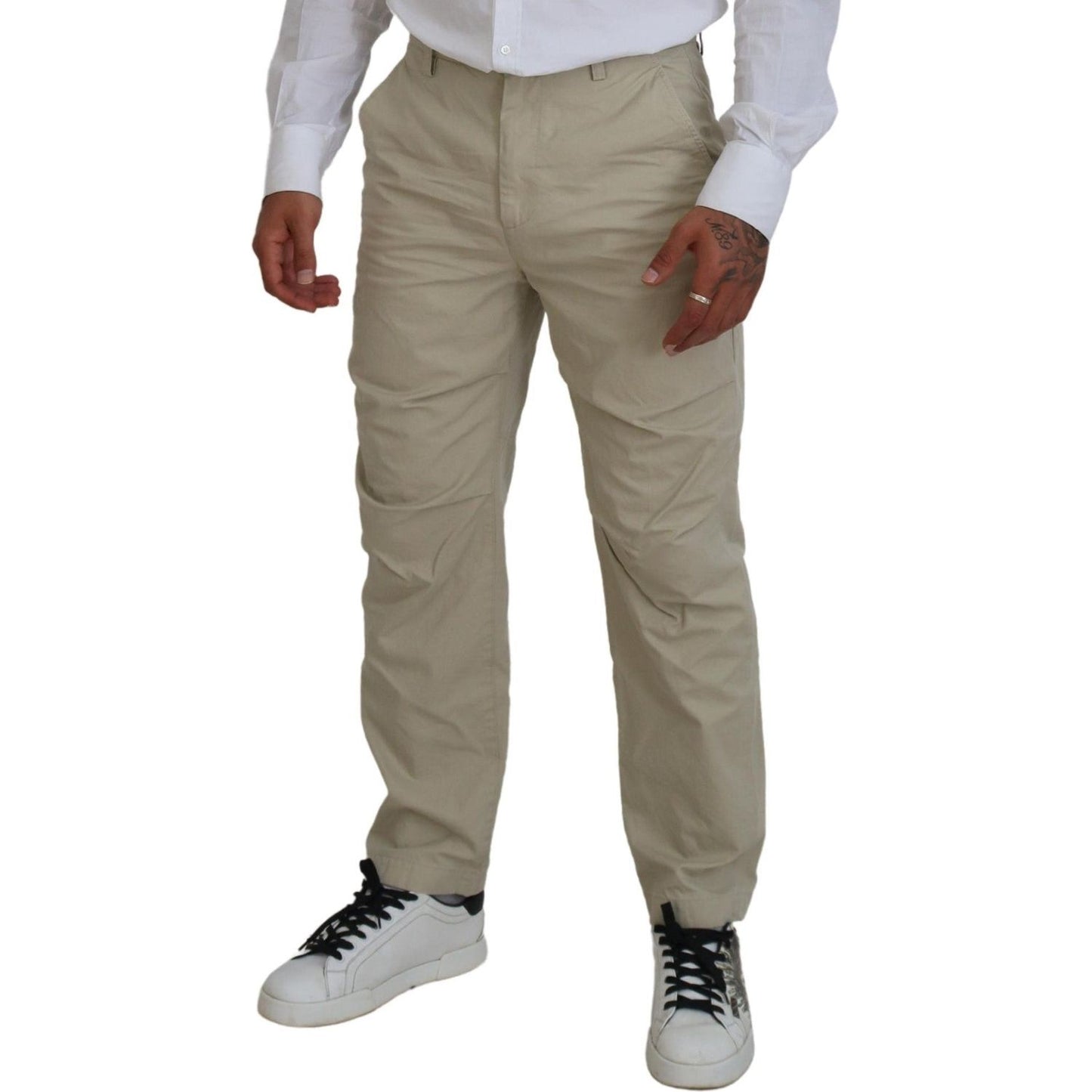 Dsquared² Beige Cotton Straight Fit Men Casual Pants Dsquared²