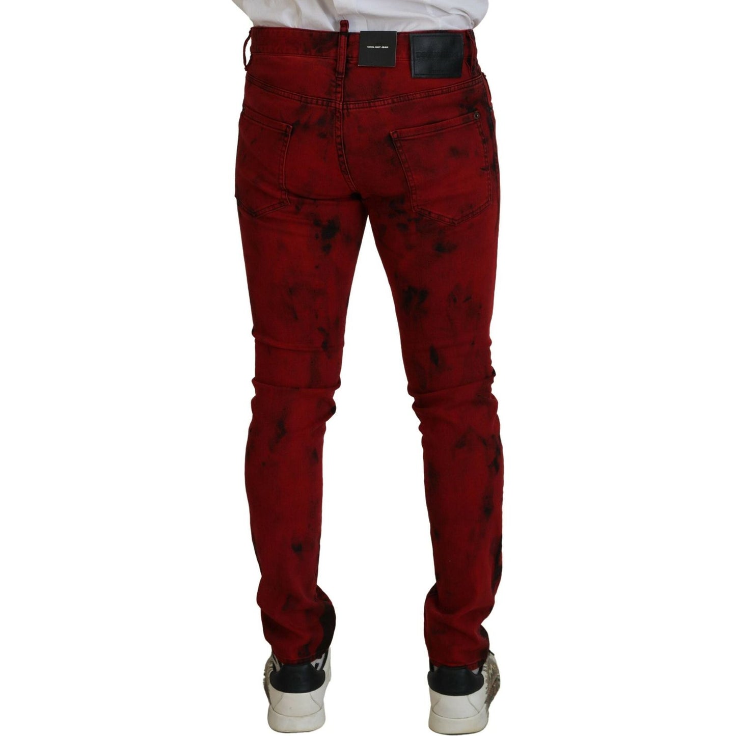 Dsquared² Red Cotton Tie Dye Skinny Casual Men Denim Jeans Dsquared²