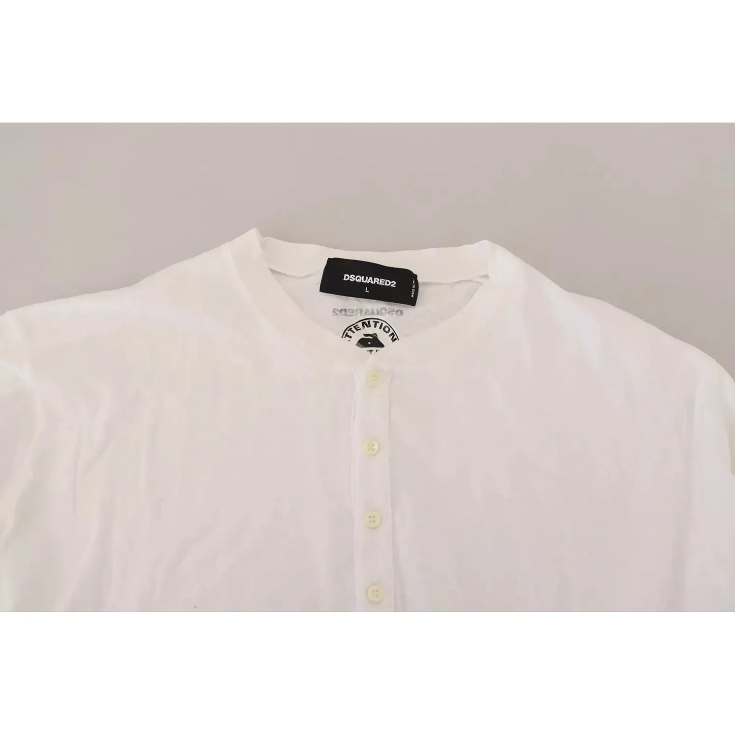 Dsquared² White Cotton Linen Long Sleeves Pullover Sweater Dsquared²