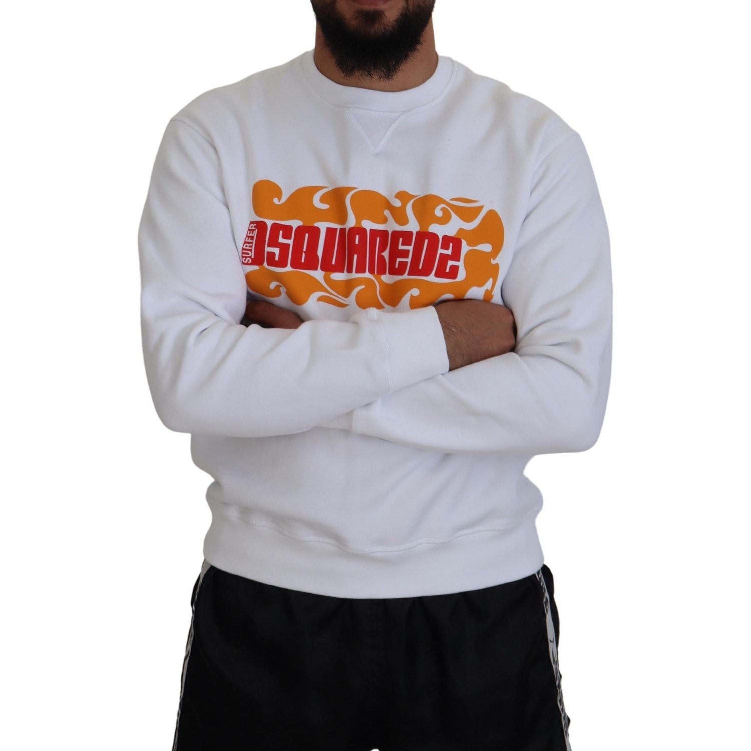 سترة صوفية بأكمام طويلة مطبوعة من القطن الأبيض من Dsquared²