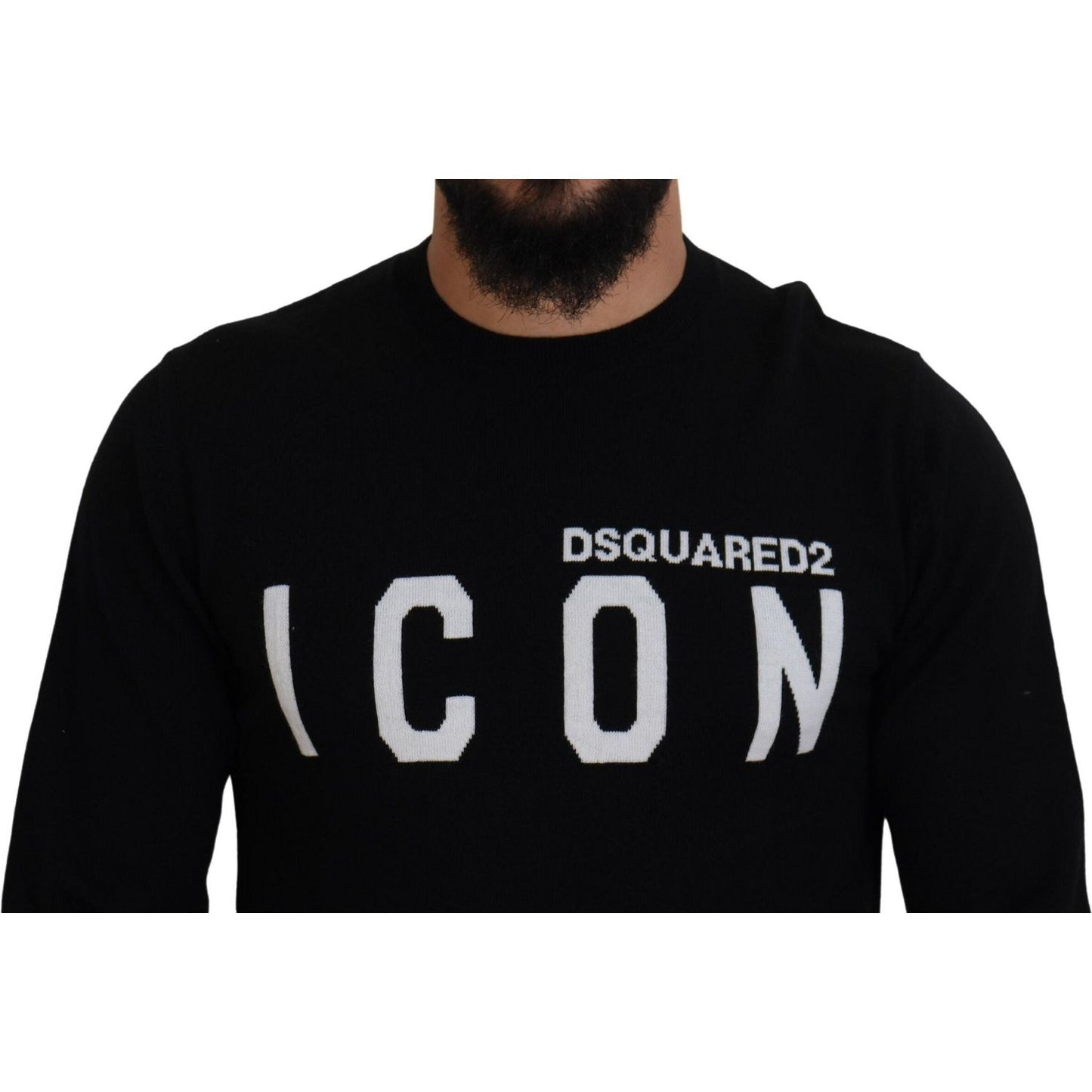 Dsquared² Black Logo Print Long Sleeves Men Pullover Sweater Dsquared²