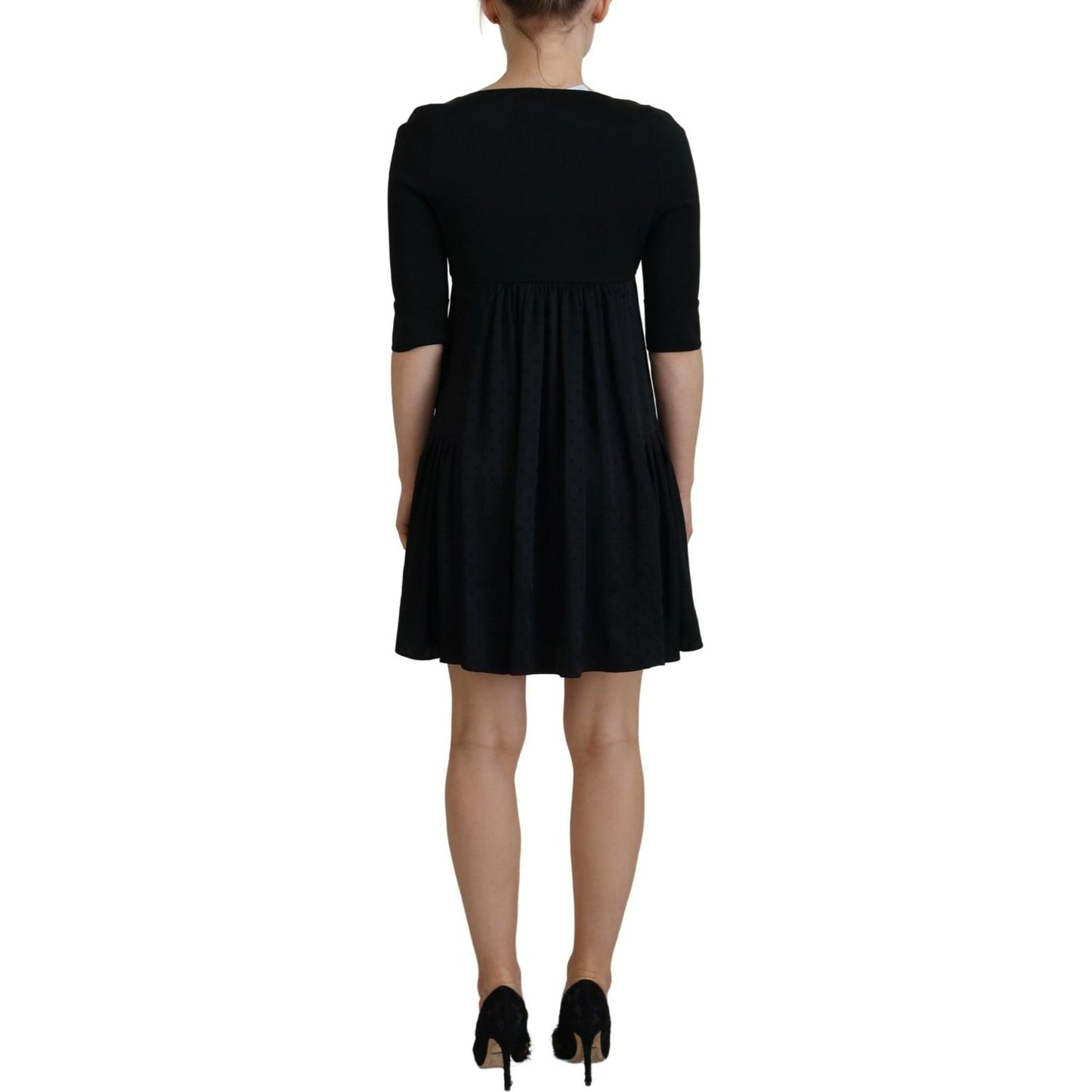 Dsquared² Black Acetate Short Sleeves A-line Sheath Dress Dsquared²