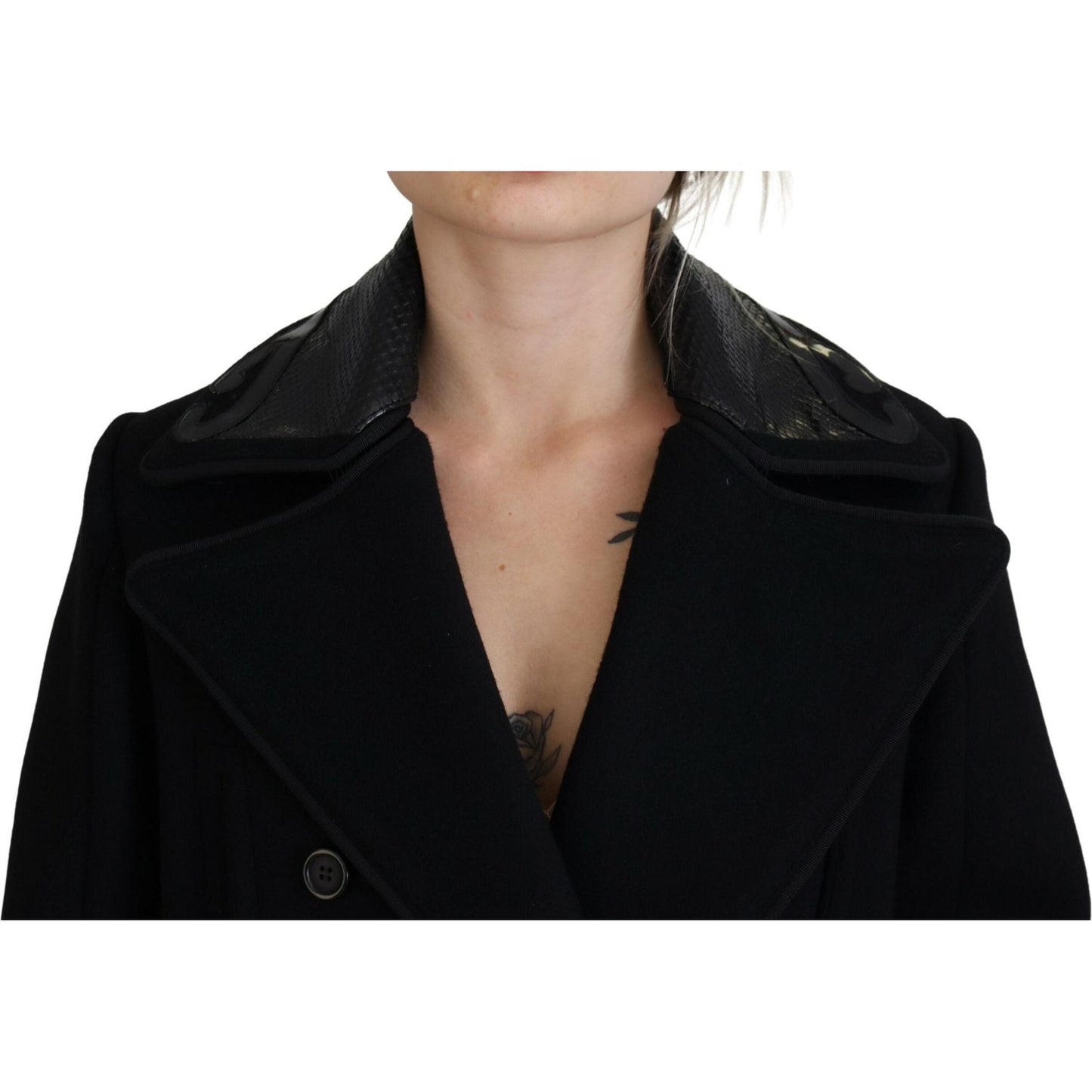 Dsquared² Black Double Breasted Long Coat Jacket Dsquared²