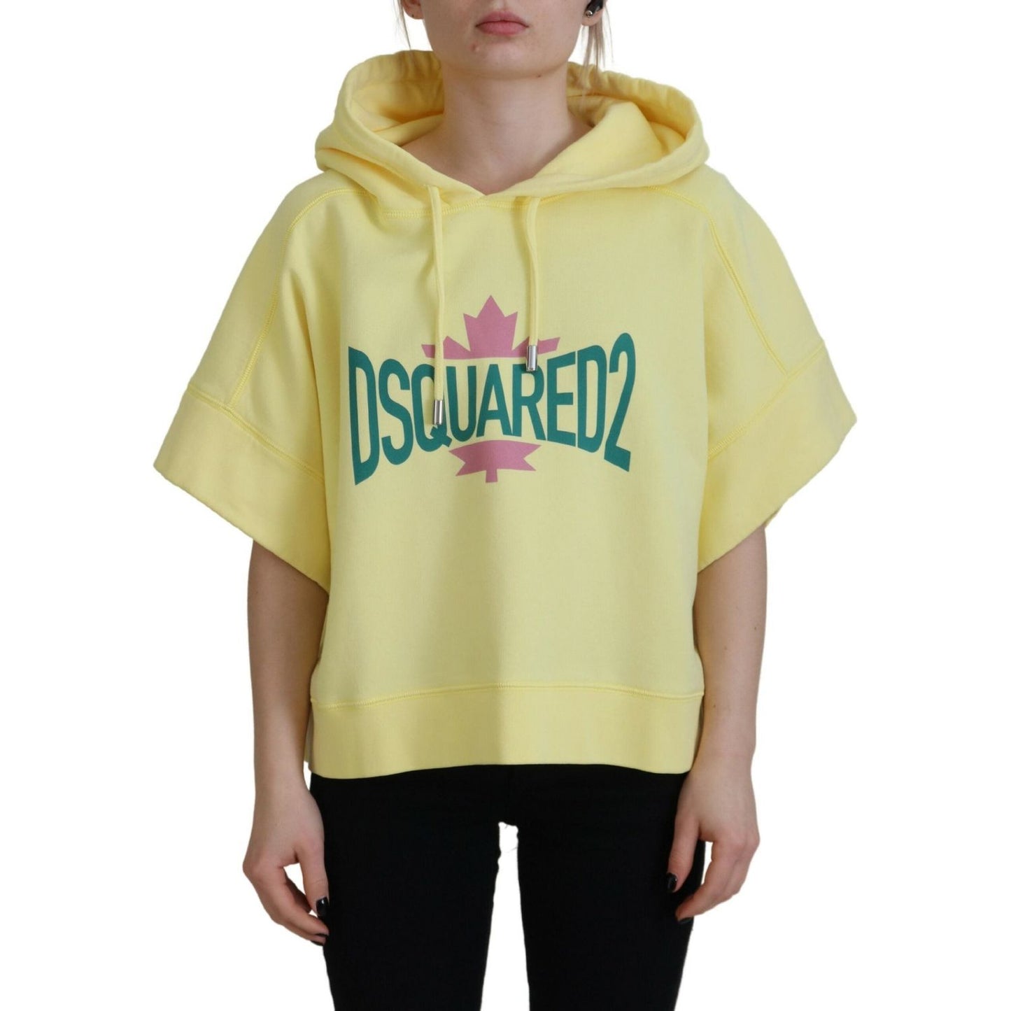 Dsquared² Yellow Logo Print Cotton Hoodie Sweatshirt Sweater Dsquared² Tan