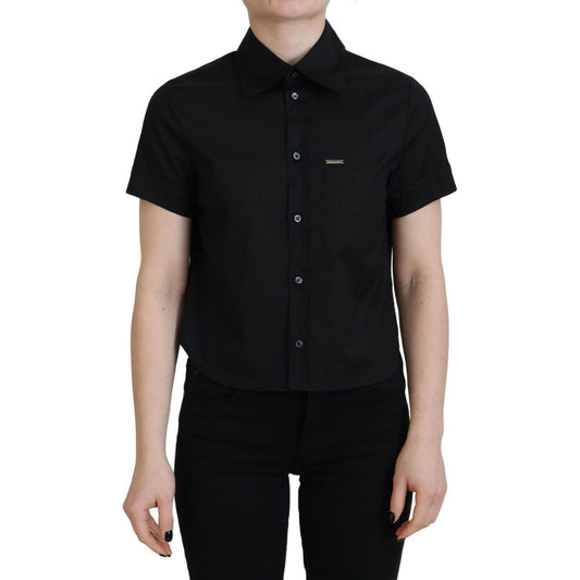 Dsquared² Black Collared Button Down Short Sleeves Polo Top Dsquared²