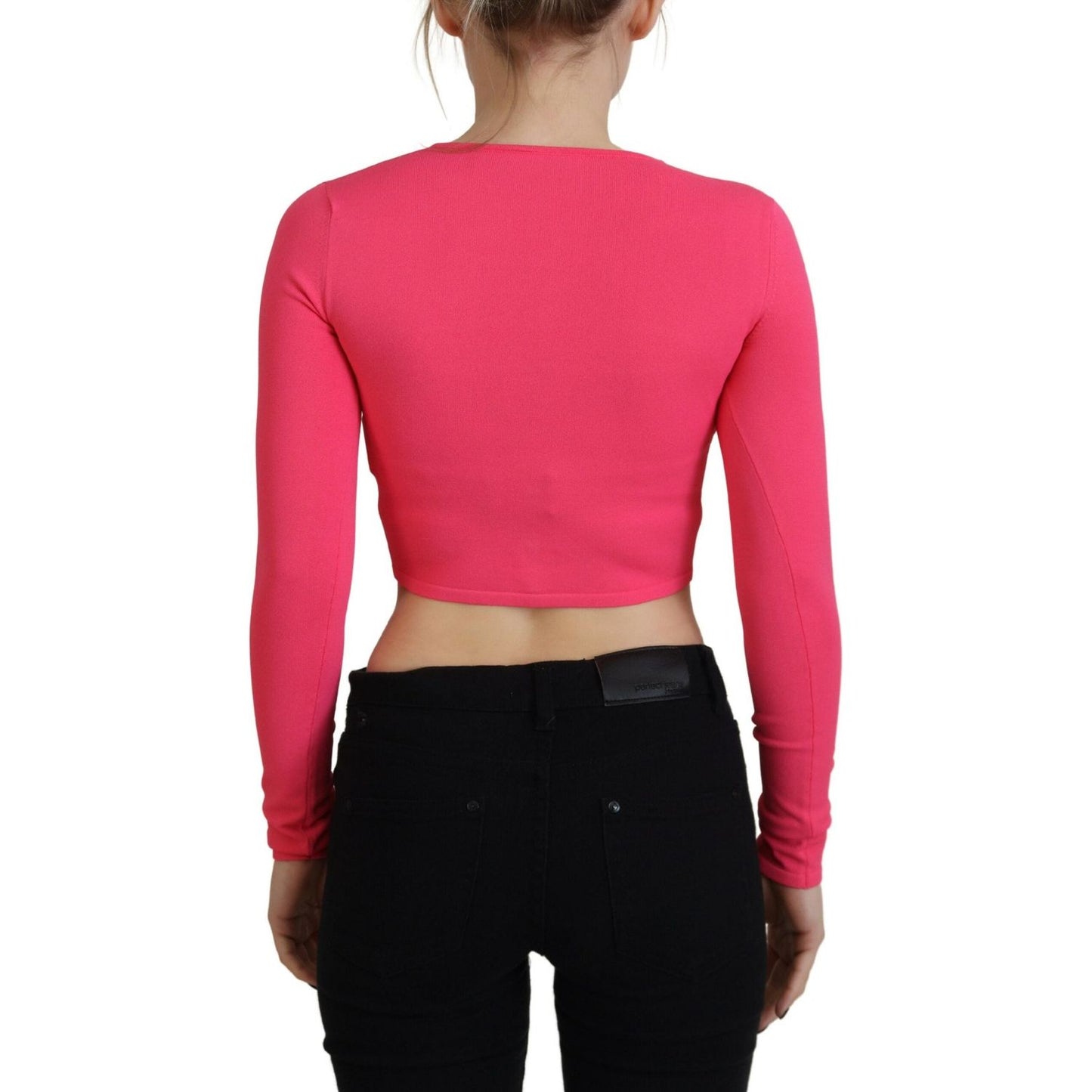 Dsquared² Pink Viscose Knit Open Chest Long Sleeves Top Dsquared²