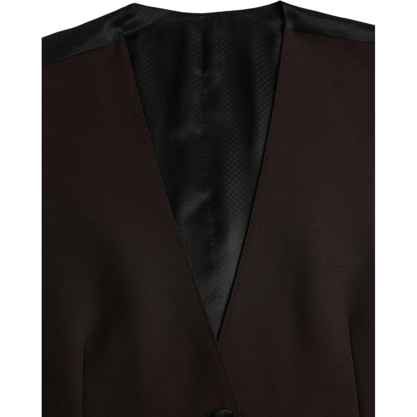 Dolce & Gabbana Brown Wool Waistcoat Dress Formal Vest Dolce & Gabbana