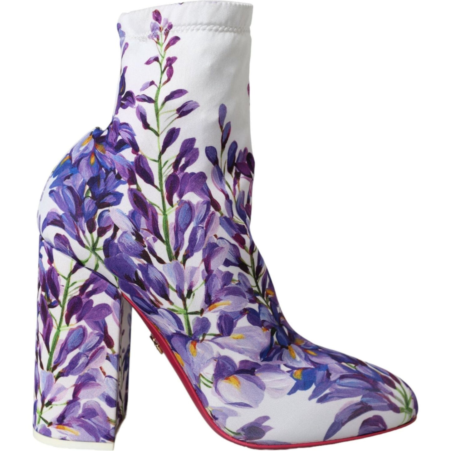 Dolce & Gabbana White Floral Jersey Stretch Boots Shoes Dolce & Gabbana