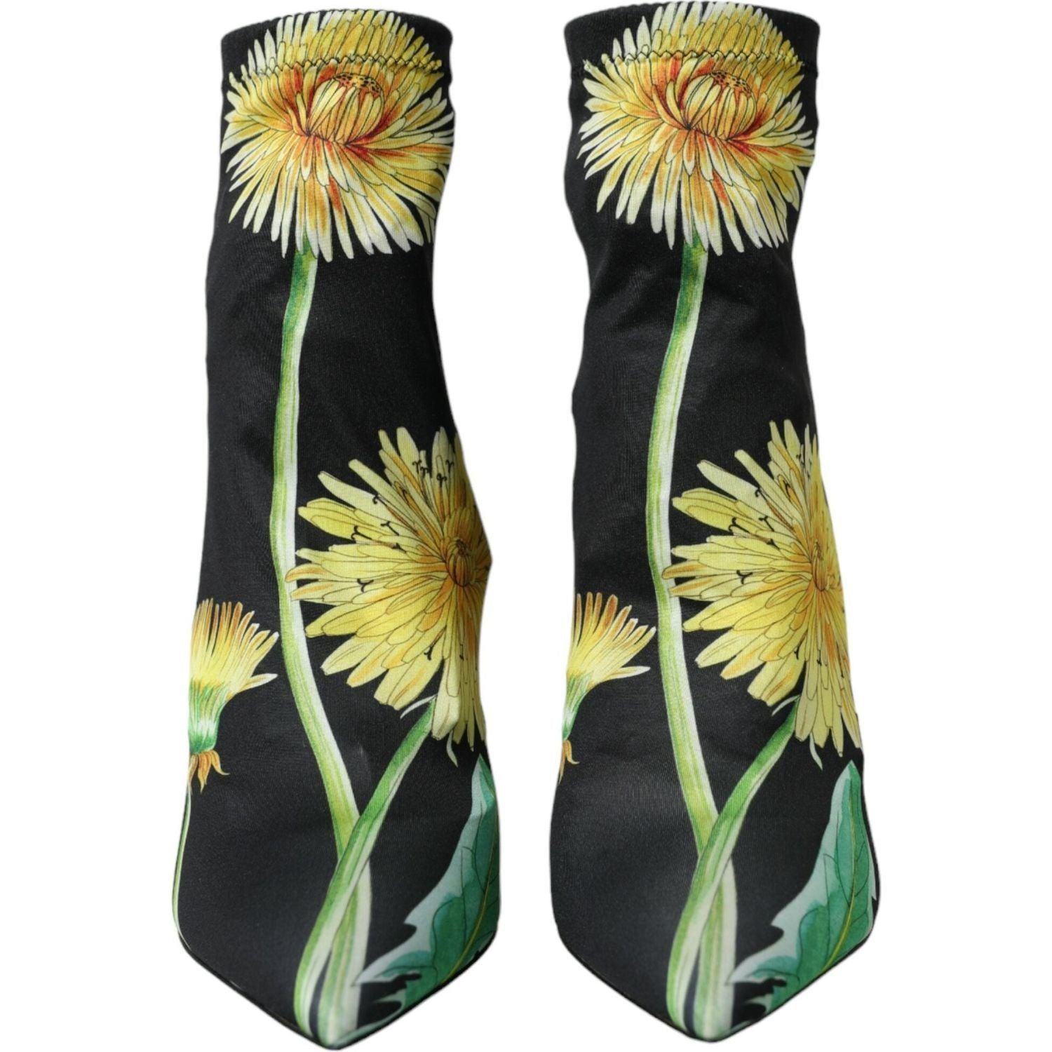 حذاء من قماش الجيرسي المطاطي الأسود المزهر من دولتشي آند غابانا يصل إلى الكاحل