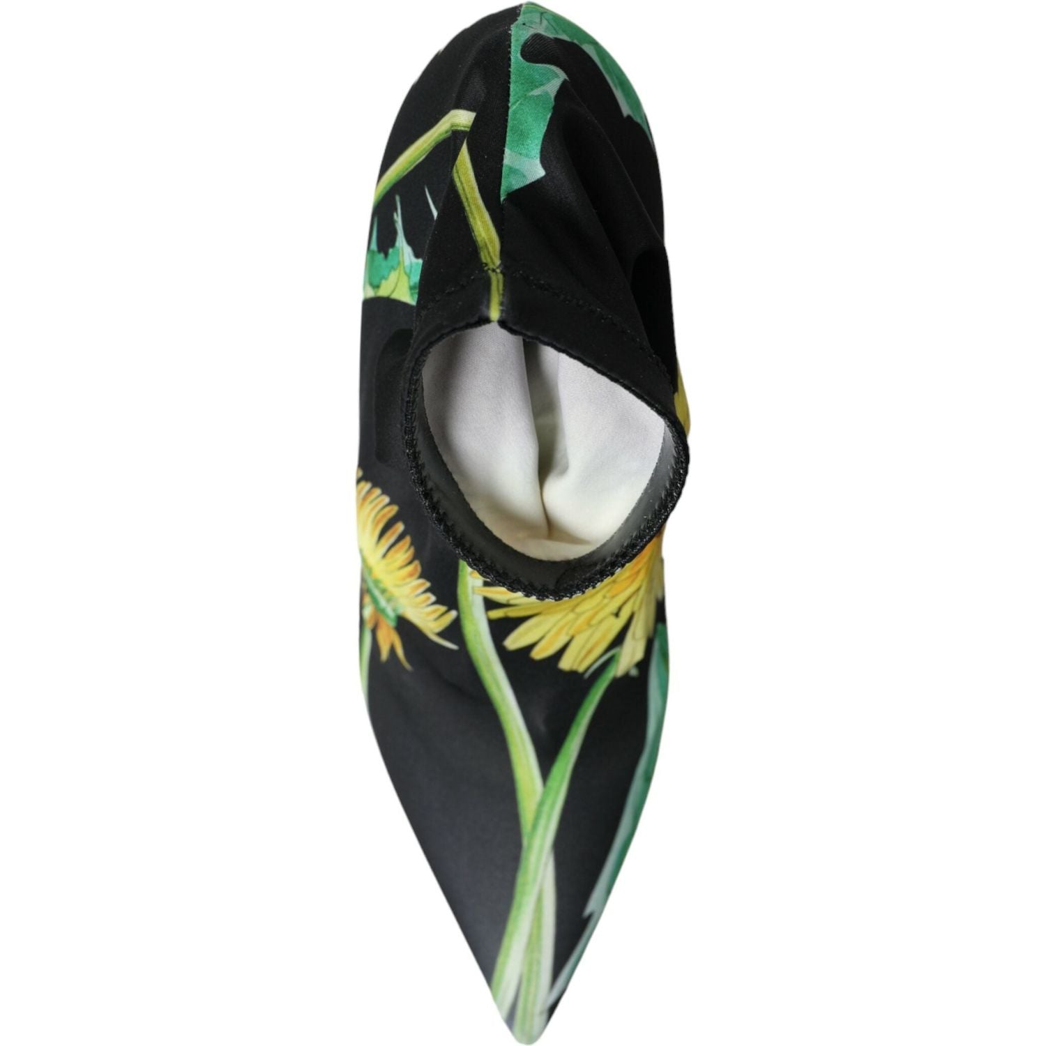 حذاء من قماش الجيرسي المطاطي الأسود المزهر من دولتشي آند غابانا يصل إلى الكاحل