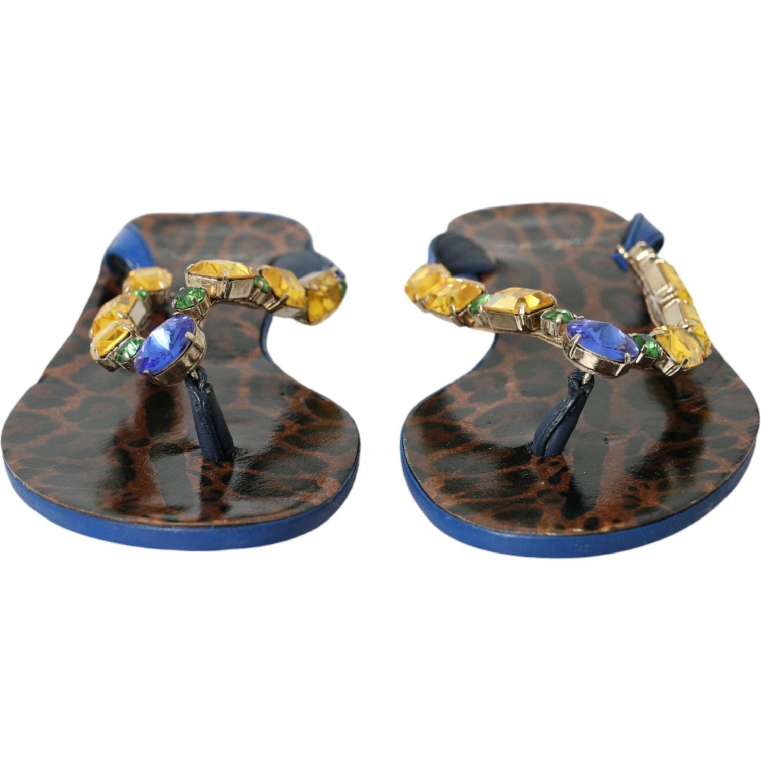 حذاء شاطئ من جلد العجل باللون الأزرق من دولتشي آند غابانا