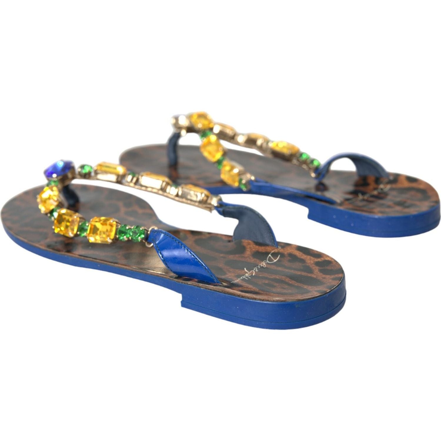 حذاء شاطئ من جلد العجل باللون الأزرق من دولتشي آند غابانا