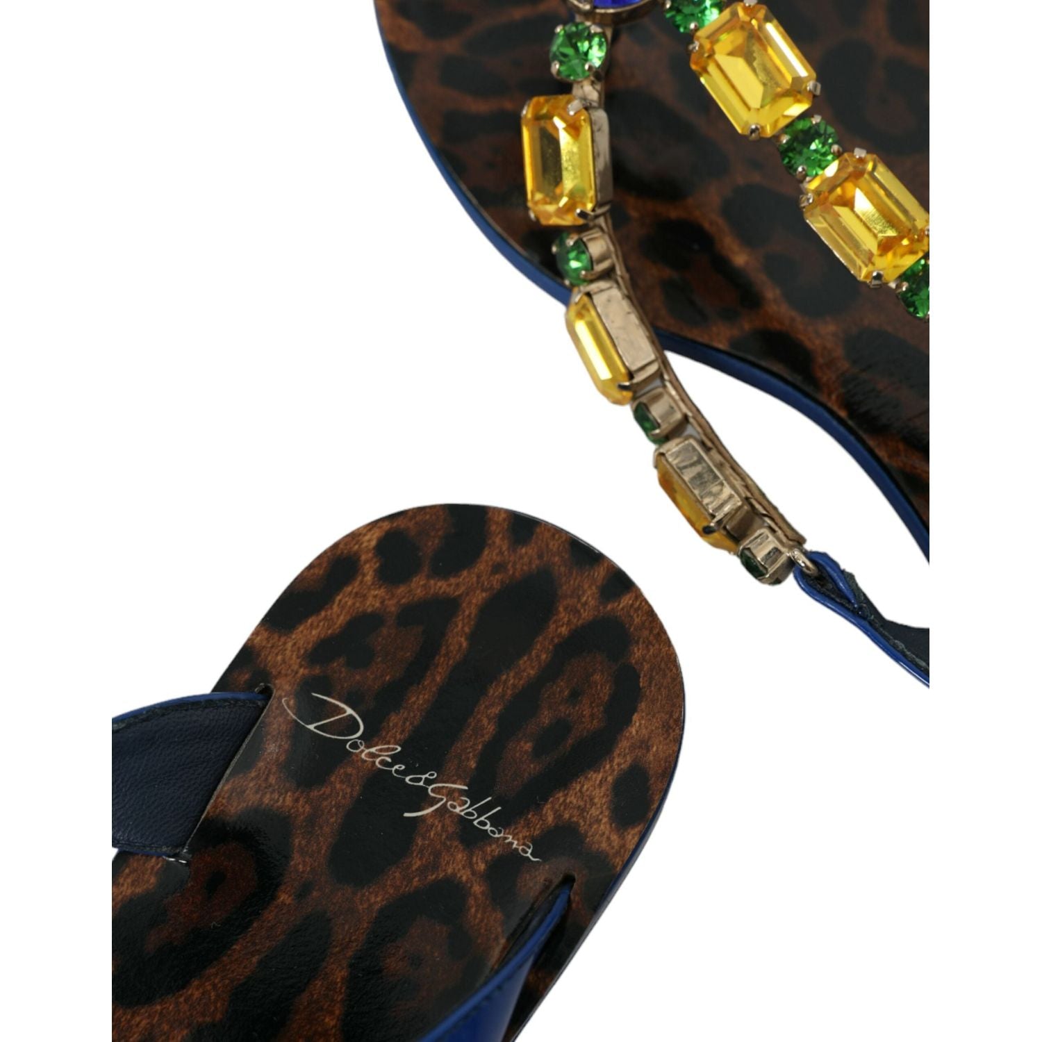 حذاء شاطئ من جلد العجل باللون الأزرق من دولتشي آند غابانا