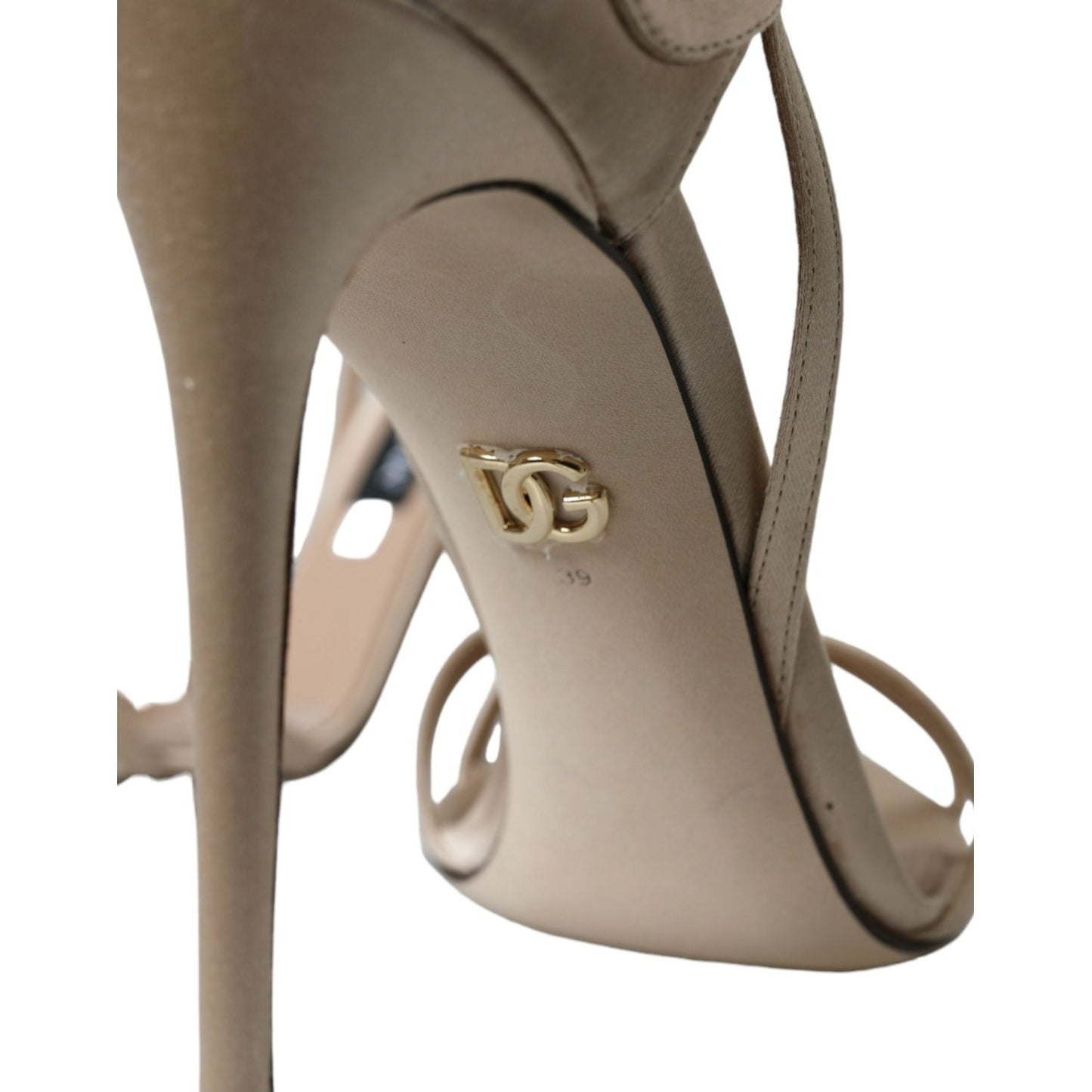 Dolce & Gabbana Beige Leather Strappy Heels Sandals Shoes Dolce & Gabbana