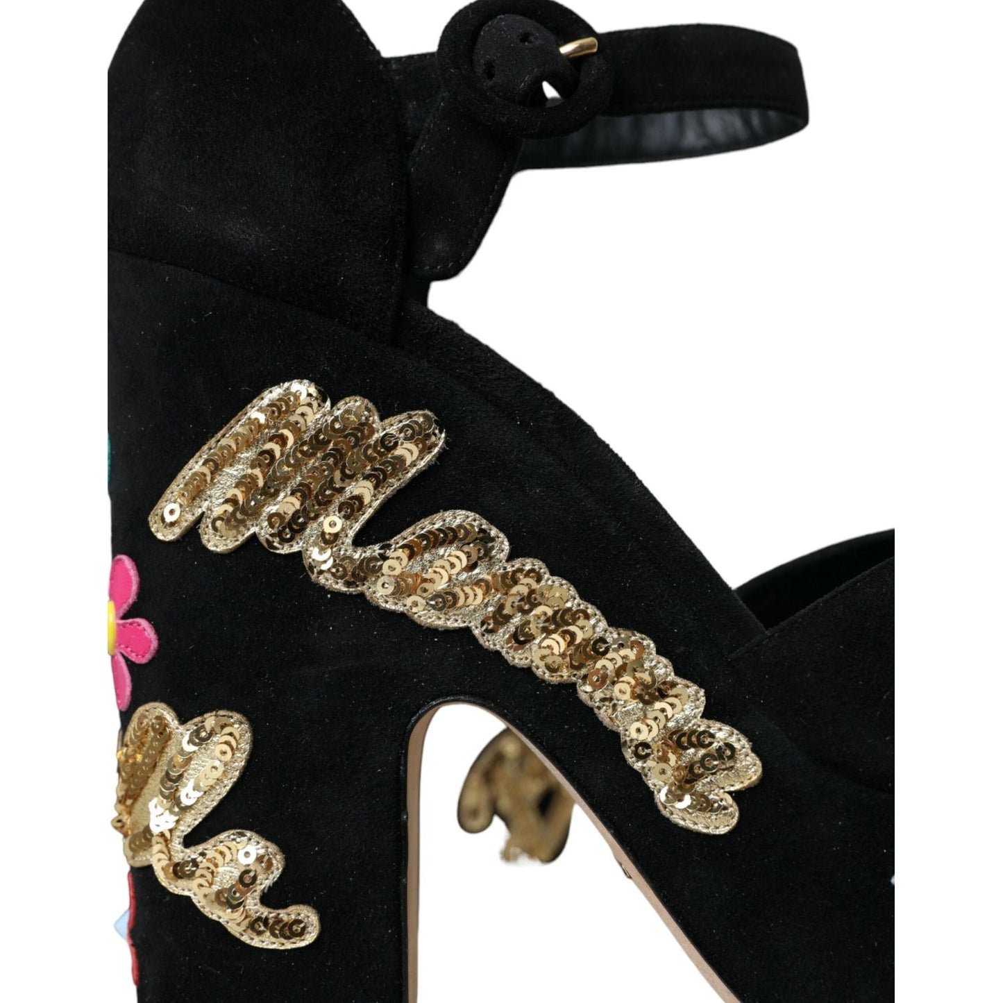 Dolce & Gabbana Black Suede Ankle Strap Heels Sandals Shoes Dolce & Gabbana