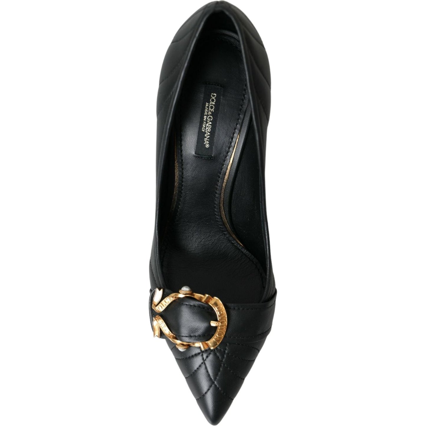 Dolce & Gabbana Black Devotion Leather Heels Pumps Shoes Dolce & Gabbana