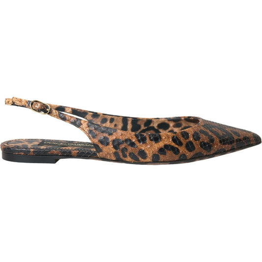 Dolce & Gabbana Brown Leopard Exotic Skin Slingback Shoes Dolce & Gabbana