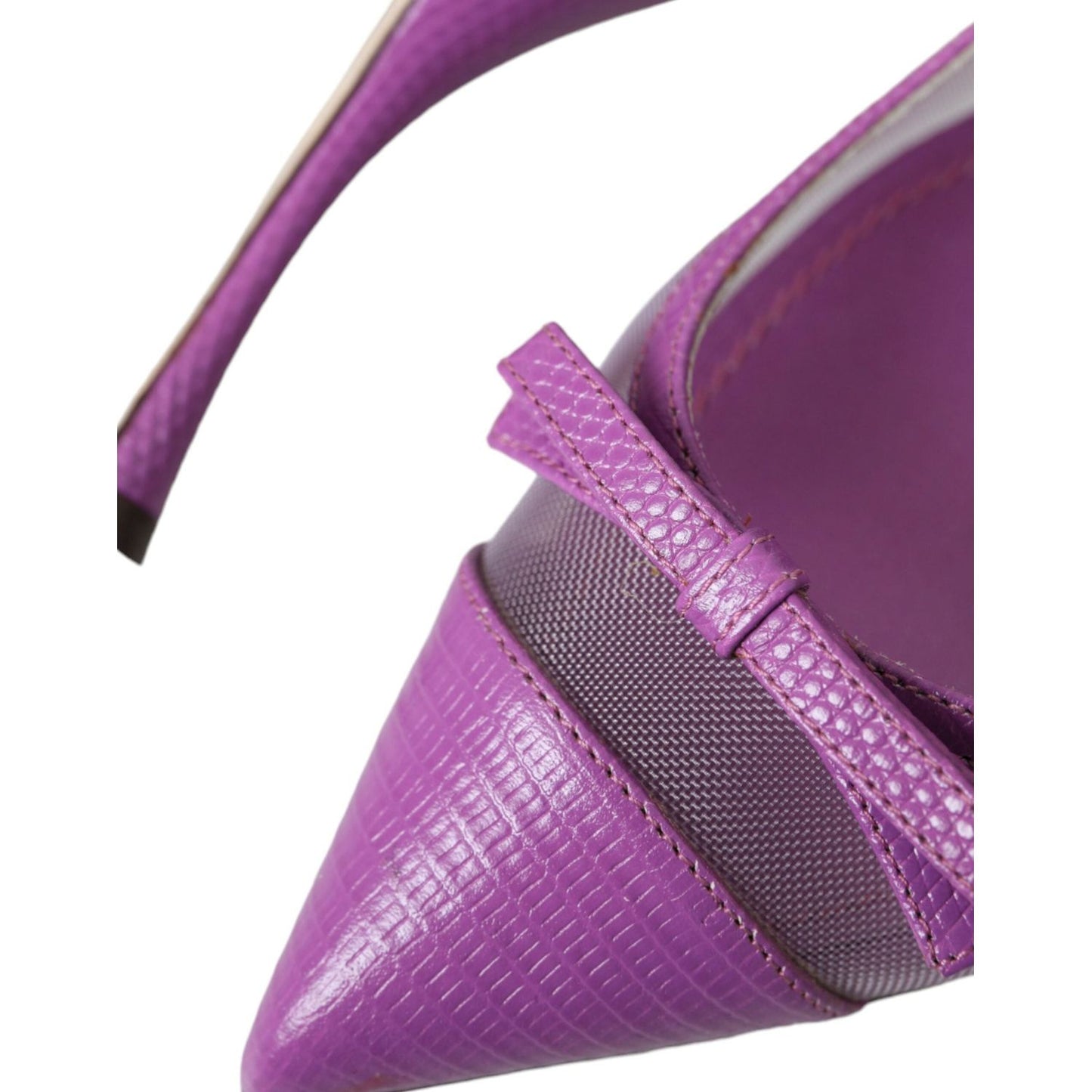 Dolce & Gabbana Purple Leather Mesh High Heels Slingback Shoes Dolce & Gabbana