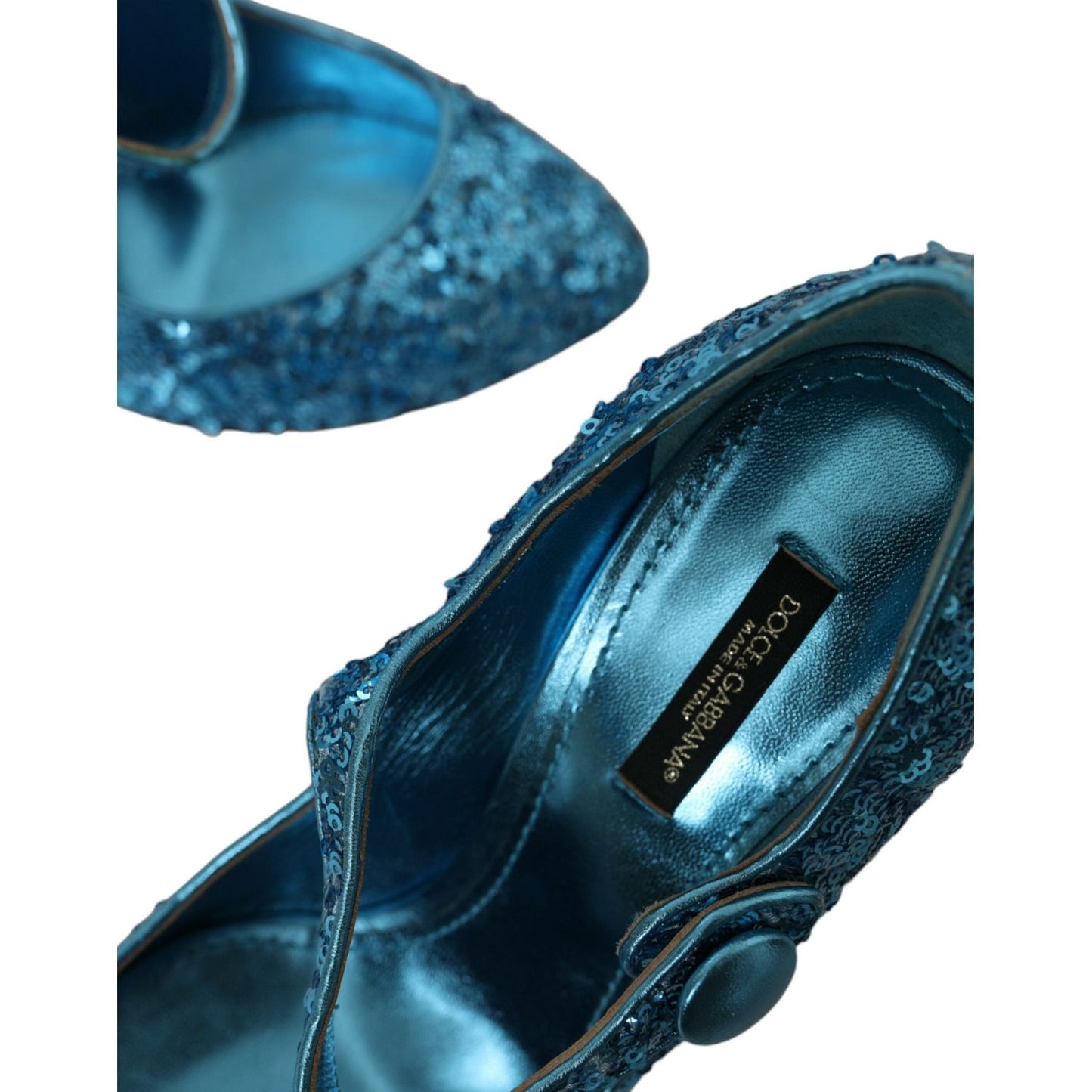 Dolce & Gabbana Blue Sequin Mary Jane Pumps High Heels Shoes Dolce & Gabbana