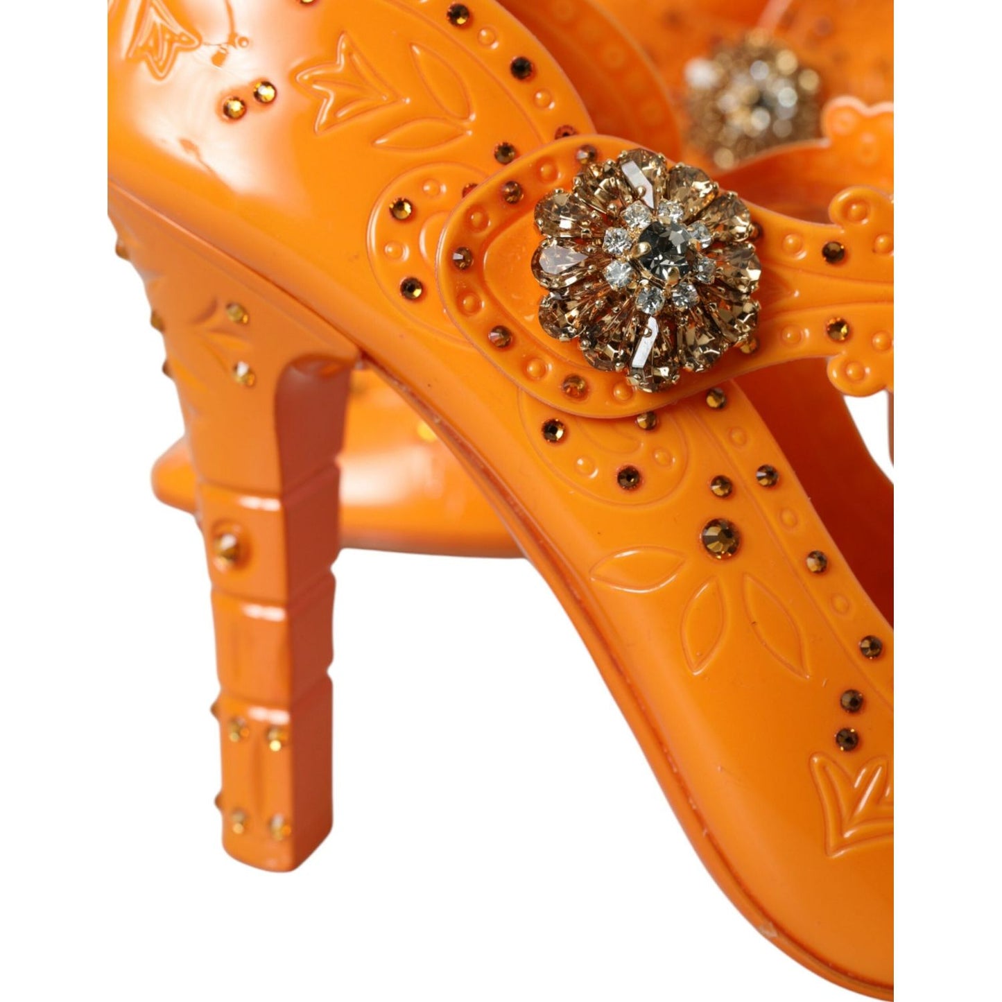 Dolce & Gabbana Orange CINDERELLA Floral Crystal Pumps Shoes Dolce & Gabbana