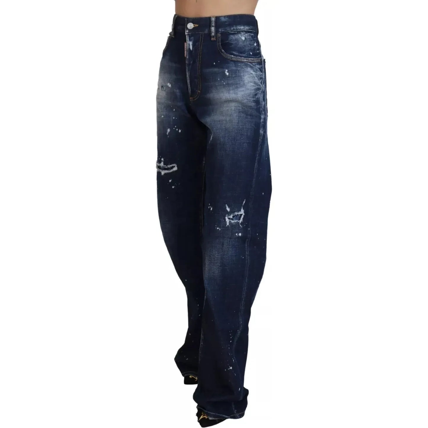 Dsquared² Blue High Waist Tattered Denim Jeans San Diego Dsquared²