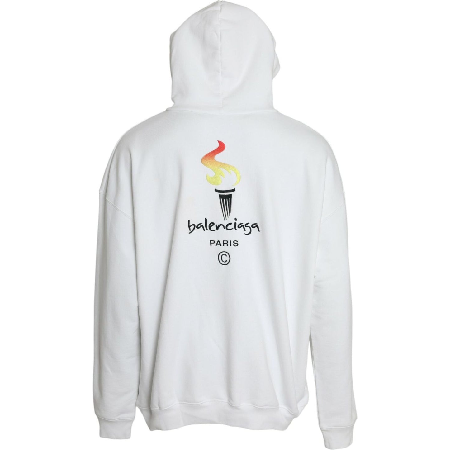 Balenciaga White Cotton Logo Hooded Pullover Sweatshirt Sweater Balenciaga