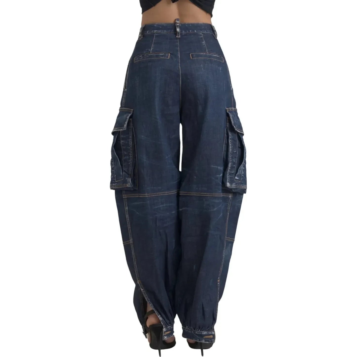 Dsquared² Blue High Waist Cotton Cargo Baggy Denim Jeans Dsquared²