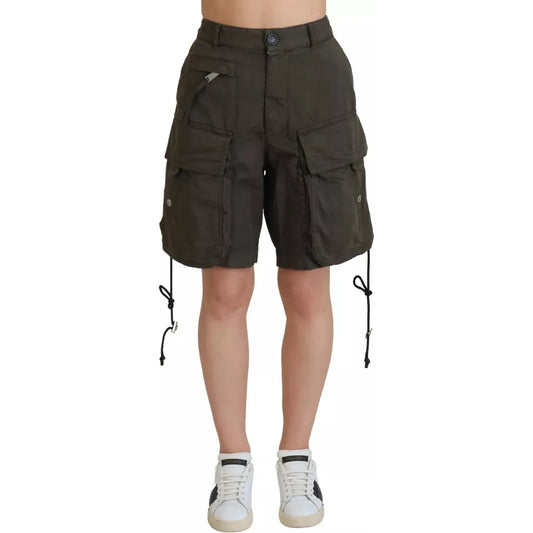 Dsquared² Green High Waist Cargo Bermuda Women Shorts Dsquared²