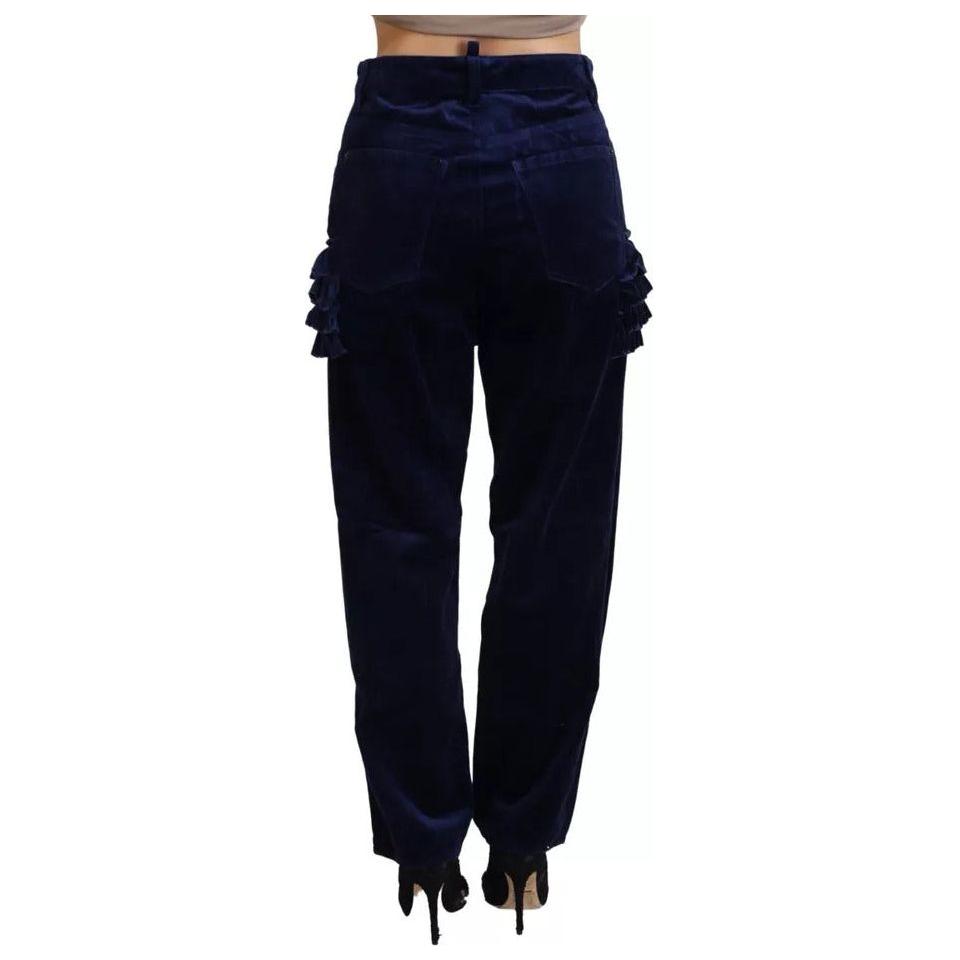 Dsquared² Blue Ruffles HighWaist Cotton Denim Boston Fit Pants Dsquared²