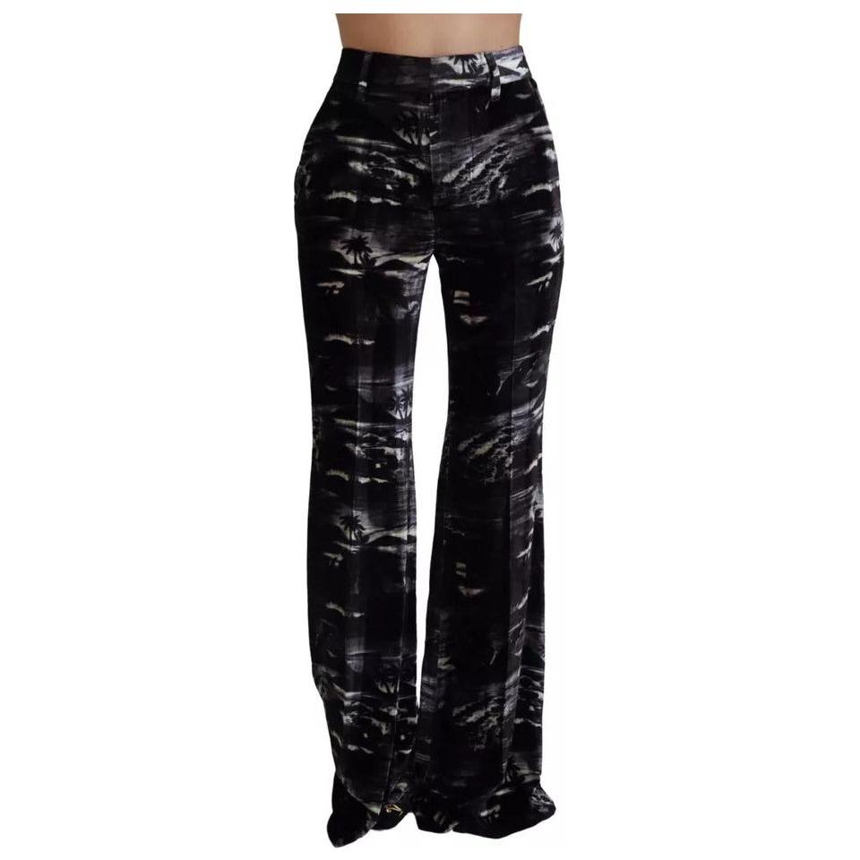 Dsquared² Black Printed High Waist Super Flare Pants Dsquared²