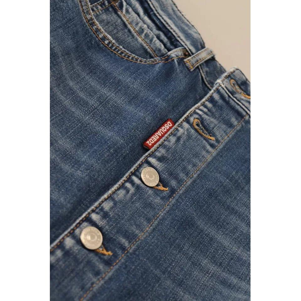 Dsquared² Blue Distressed High Waist Pencil Cut Denim Skirt Dsquared²