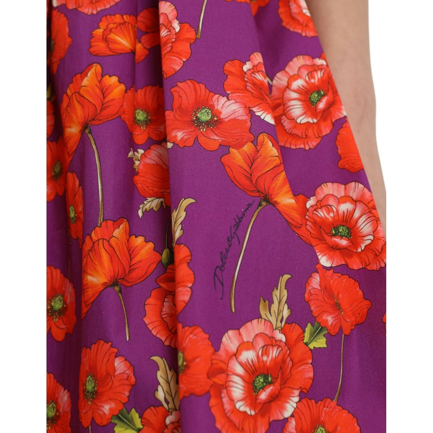 Dolce & Gabbana Multicolor Floral Cotton A-line Knee Length Dress Dolce & Gabbana