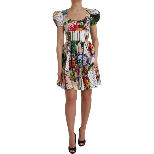 Dolce & Gabbana Multicolor Patchwork Cotton Aline Mini Dress Dolce & Gabbana