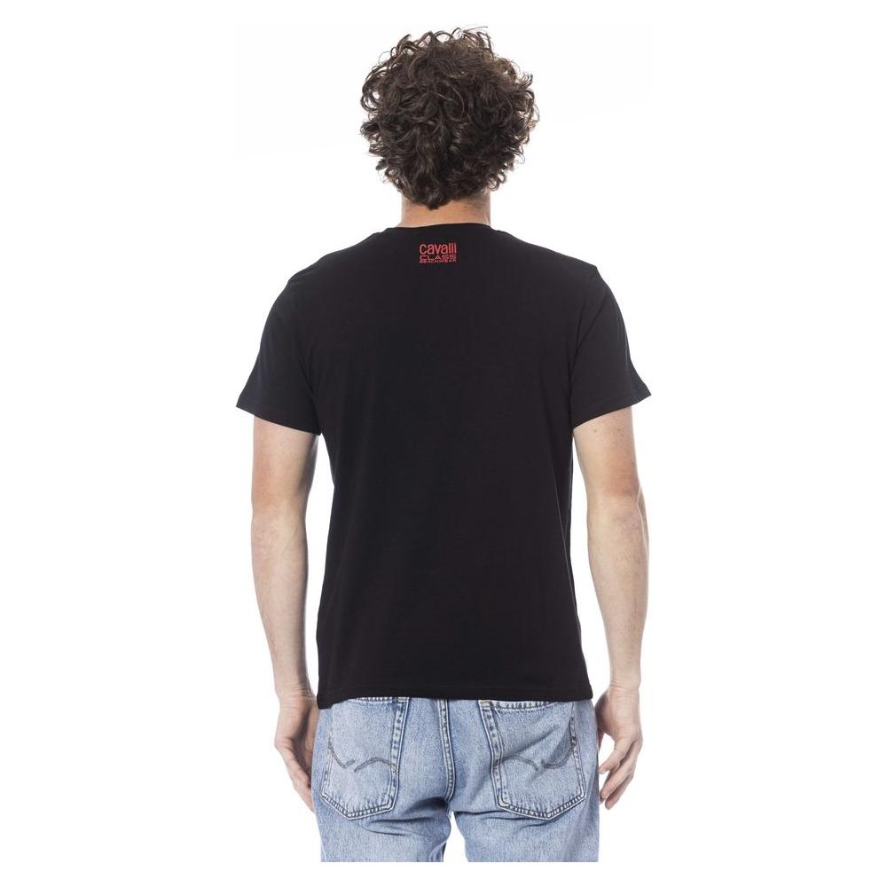 Cavalli Class Black Cotton Men T-Shirt Cavalli Class