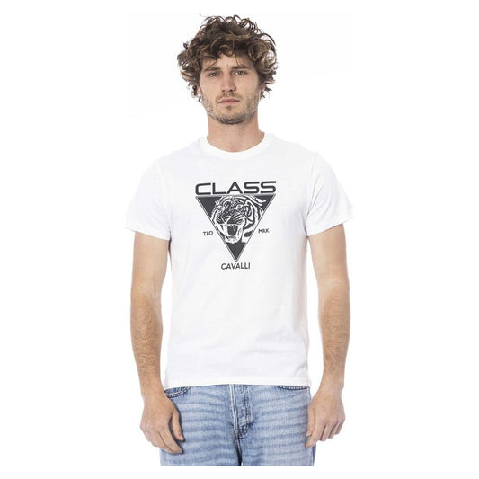 Cavalli Class White Cotton Men T-Shirt Cavalli Class