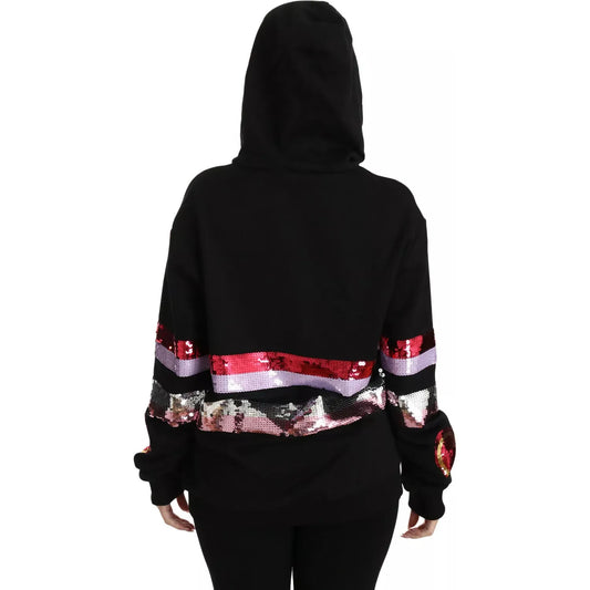 Dolce & Gabbana DG Sequined Hooded Pullover Sweater Dolce & Gabbana Black