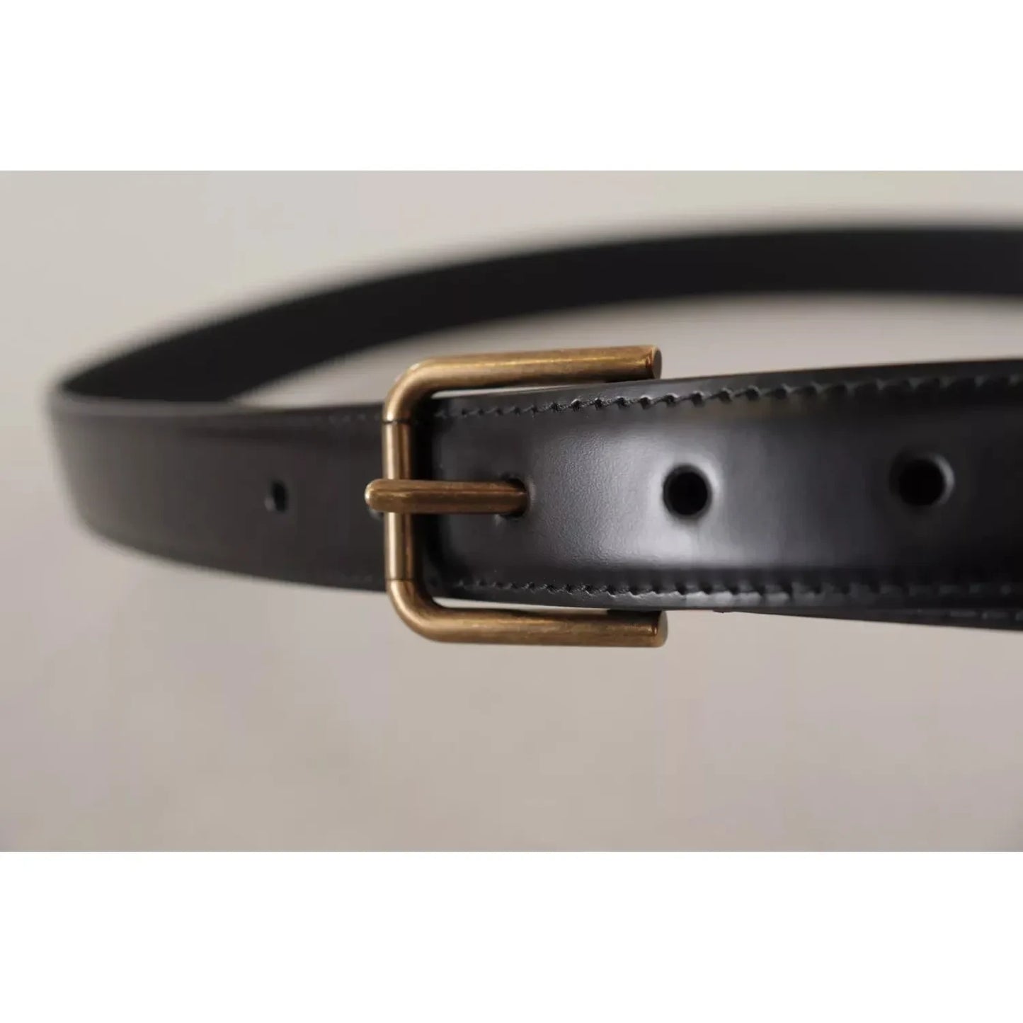 Dolce & Gabbana Black Classic Calf Leather Vintage Metal Buckle Belt Dolce & Gabbana