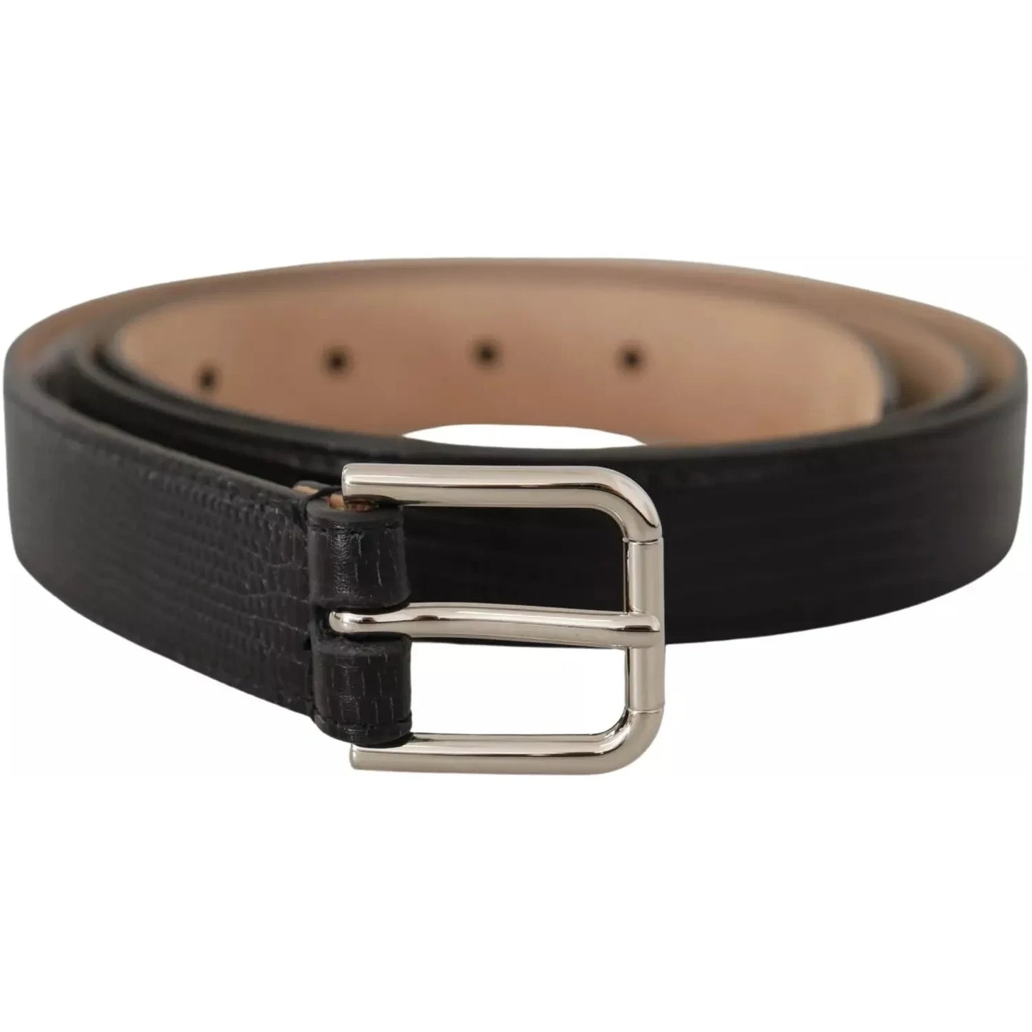 Dolce & Gabbana Black Classic Leather Silver Metal Buckle Belt Dolce & Gabbana