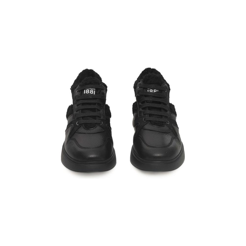 Cerruti 1881 Black Leather Women Sneaker