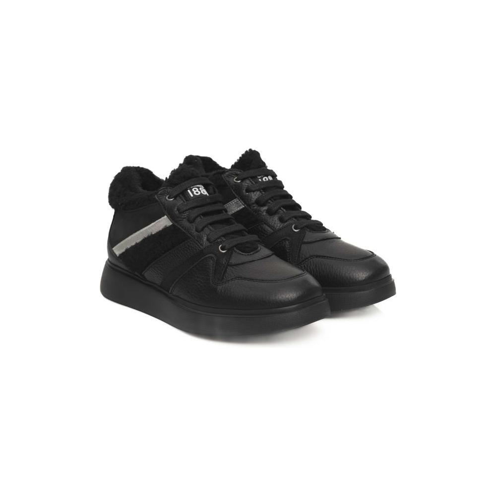 Cerruti 1881 Black Leather Women Sneaker