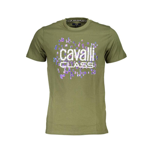 Cavalli Class Green Cotton T-Shirt Cavalli Class