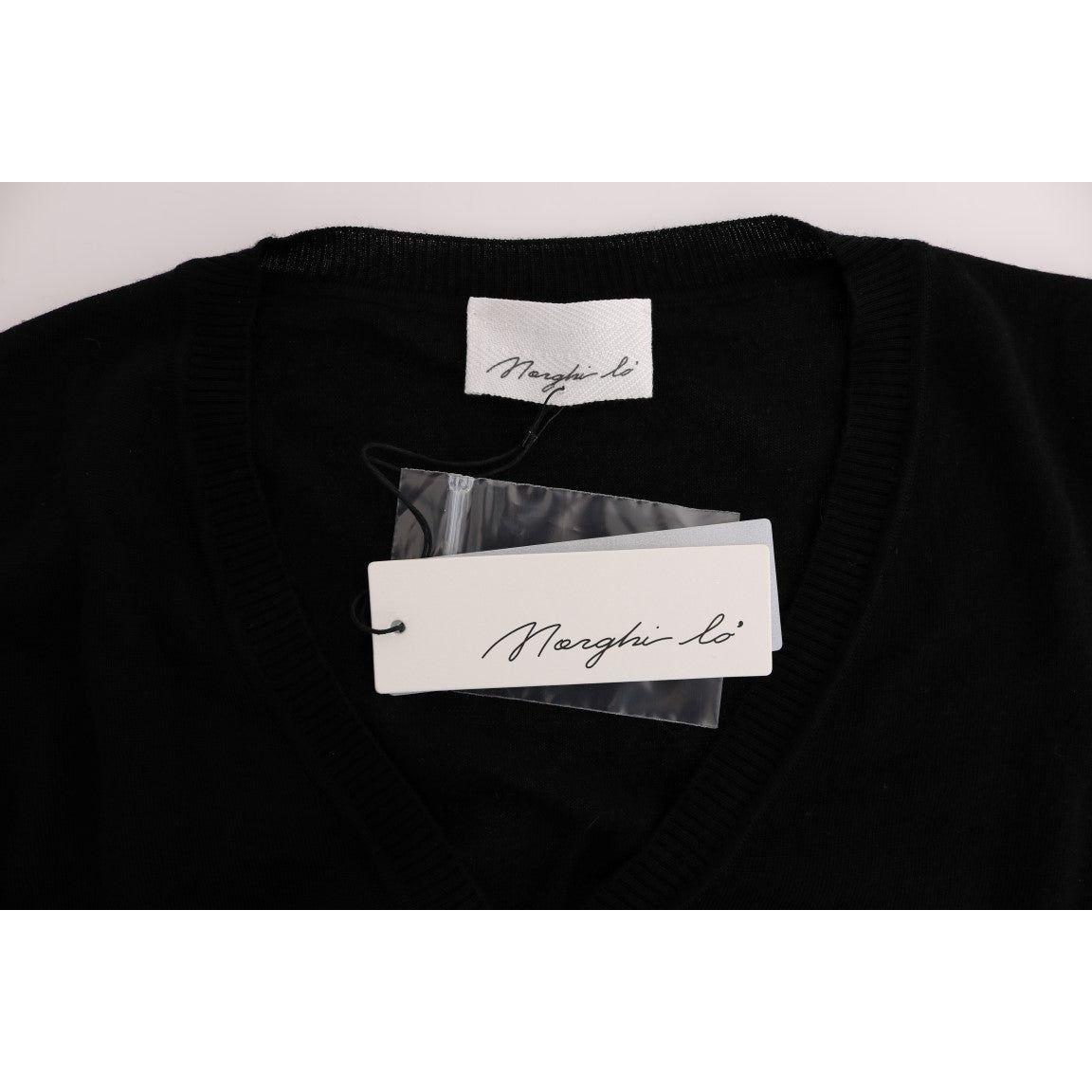 MARGHI LO' Elegant Black Wool Cardigan Sweater MARGHI LO'