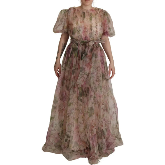 Dolce & Gabbana Multicolor Floral Print Long Maxi Gown Dress Dolce & Gabbana Dim Gray
