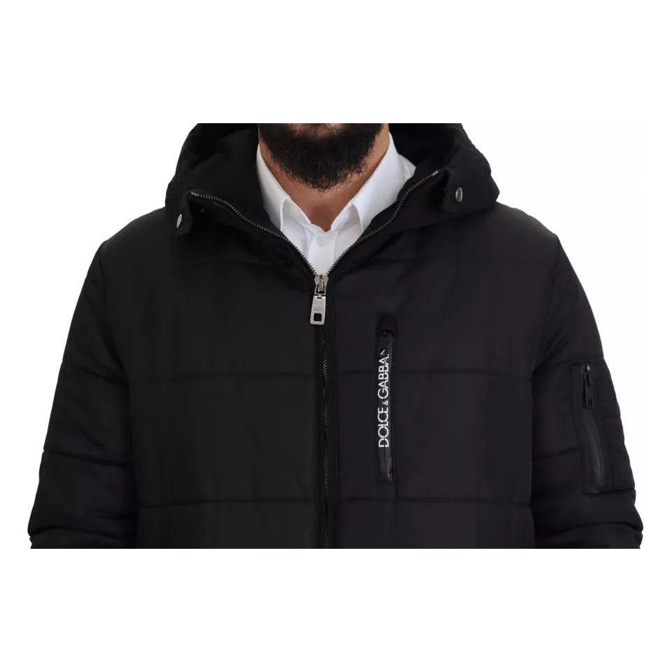 Dolce & Gabbana Black Nylon Hooded Parka Coat Winter Jacket Dolce & Gabbana