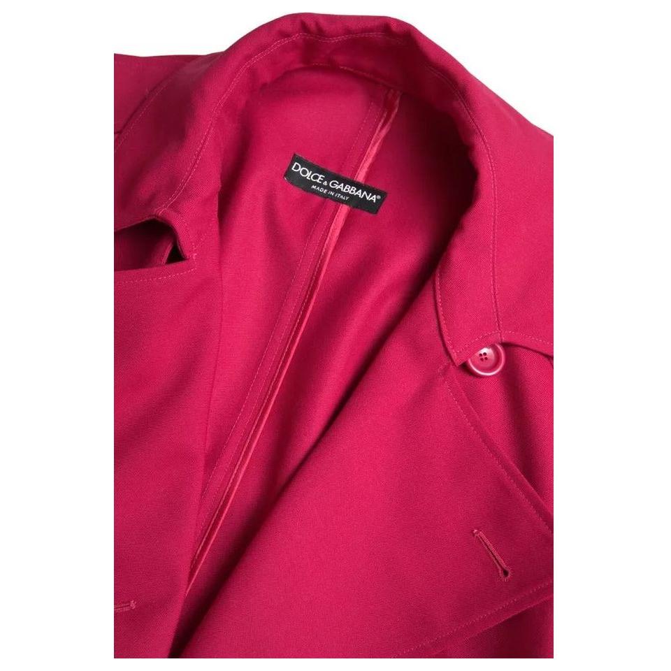 Dolce & Gabbana Dark Pink Double Breasted Trench Coat Jacket Dolce & Gabbana