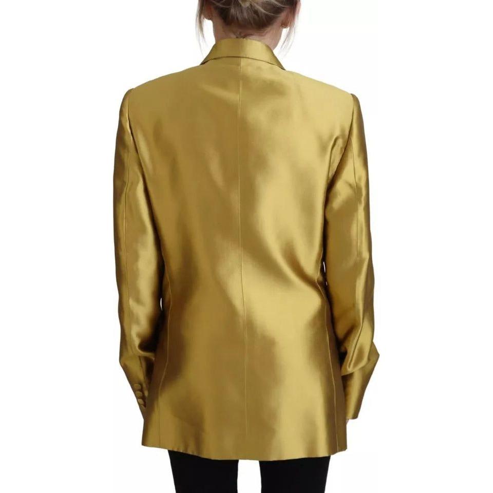 Dolce & Gabbana Gold Satin Long Sleeves Blazer Coat Jacket Dolce & Gabbana