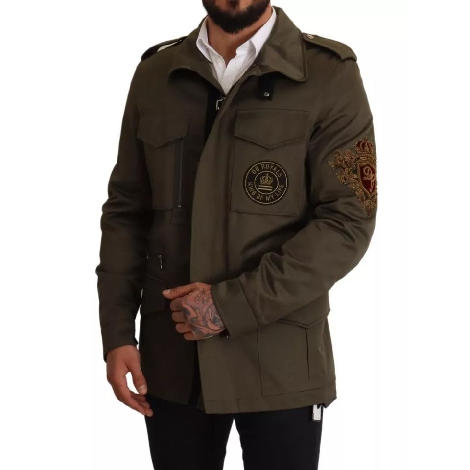 جاكيت معطف من القطن باللون الأخضر من مجموعة DG Love Blouson من Dolce &amp; Gabbana