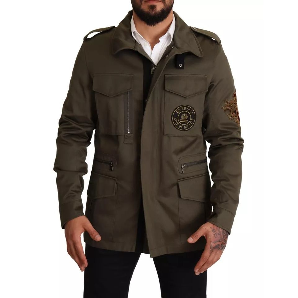 جاكيت معطف من القطن باللون الأخضر من مجموعة DG Love Blouson من Dolce &amp; Gabbana